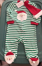 Carters Just One You One Piece Infant Christmas Footed Pajamas, 6 Mos, Free Hat