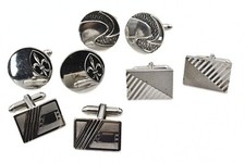 Amazing Swank Signed Fleur De Lis Silver Plate Overlay Etched Textured Cufflinks