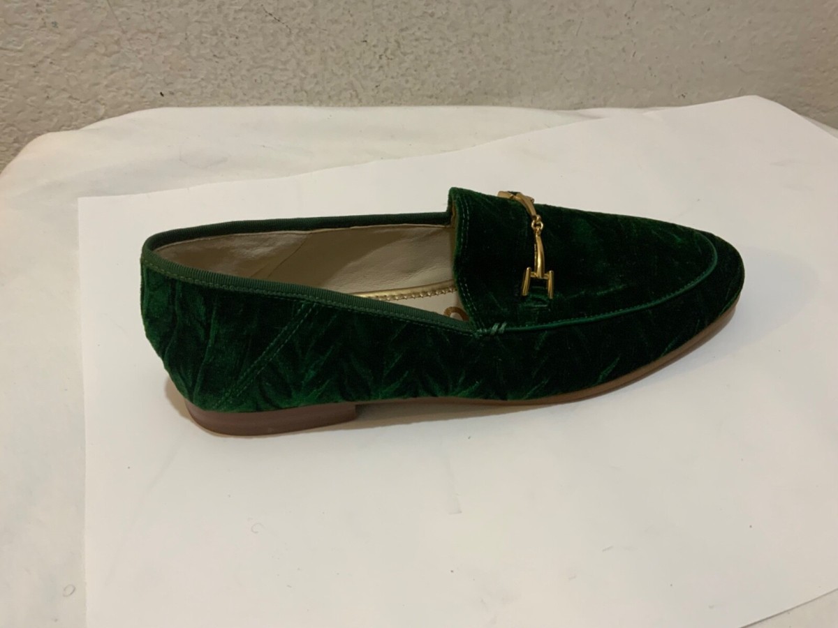 Sam Edelman Loraine Slip On Loafer Emerald Green Textured Velvet 