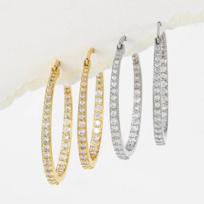 DJADEE Orecchini  Lilly  Cerchietti Zirconi 750 Oro 18K Placcato Giallo O5501D