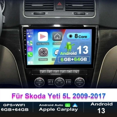 KHH Für Skoda Yeti 2009-2017 CarPlay Android 13.0 Autoradio BT GPS Navi DAB+ 4+64GB
