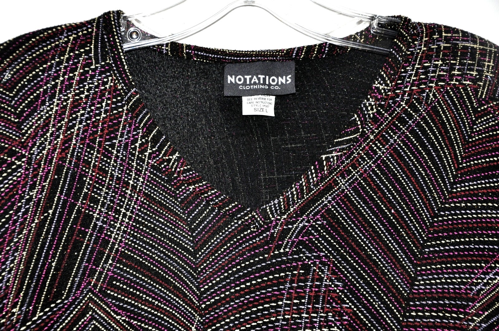 Notations Textured Shimmer Thread Long Sleeve Blo… - image 2