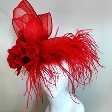 Exclusive Red Designer Millinery by Hat Couture Wedding Bridal Racing Ascot Hat