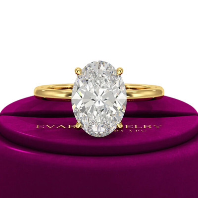 3 Carat D Color VS1 Clarity IGI Certified Oval Cut Lab Grown Ring ,14K Gold Ring