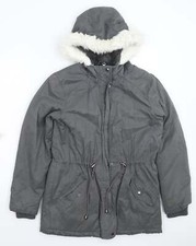 Oasis Womens Grey Parka Coat Size S Zip
