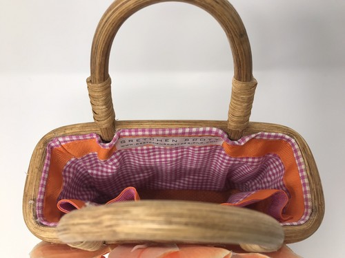 Bolso de Mano Gretchen Scott Cesta con Tela Orquídeas Embellecimiento Manijas de Madera - Imagen 3 de 9