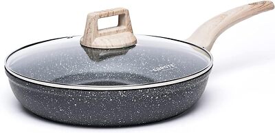 Nonstick Frying Pan Skillet,Non Stick Granite Fry Pan with Glass Lid, Egg Pan Om