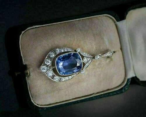 Colgante de diamantes creados en laboratorio y topacio azul Londres corte cojín de 9,50 quilates en plata 925 Foto 3 de 4