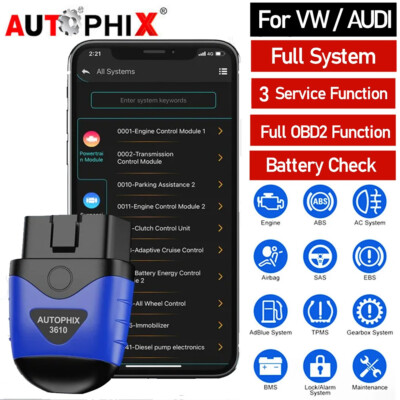 Bluetooth Diagnostic Tool All System OBD2 Scanner Car Code Reader for Audi/VW US