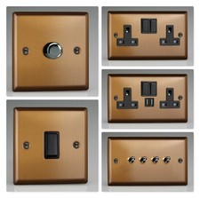 Varilight Urban Brushed Bronze Light Switch Socket Dimmer Toggle Cooker Fuse TV