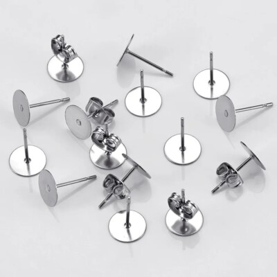 100 Stck. Edelstahl Zum Selbermachen Ohrstecker Pfosten und Rückseiten Schmuckherstellung 8 mm
