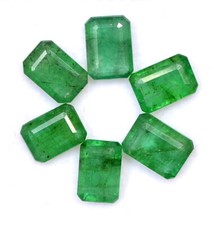 5.66 Cts Certified Natural Emerald Octagon Cut 7x5 mm Lot 06 Pcs Loose Gemstones