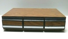 Vintage 1980s 3 Drawer 42 Cassette Tape Storage Holder Organizer Wood Grain Case