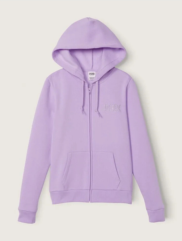NEW Victoria's Secret PINK Fleece Zip Up Hoodie Purple Petal NEW Victoria's Secret PINK Fleece Zip Up Hoodie Purple Petal