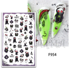 Halloween Nail Art Skull Pumpkin Ghost Witch Stickers Decals Self-Adhesive NH22