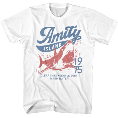 Jaws The Movie T-Shirt 1975 Clear Skies Amity Island New Officially Licensed Tee