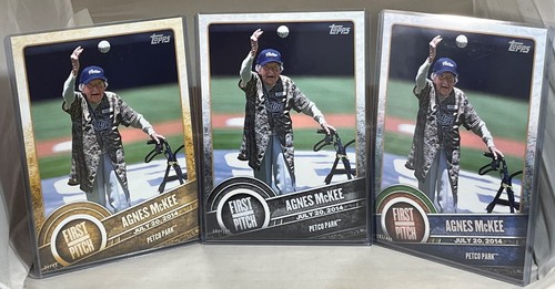2015 TOPPS FIRST PITCH 5x7 #FP-06 AGNES MCKEE 105 Years Old SD PADRES Master Set
