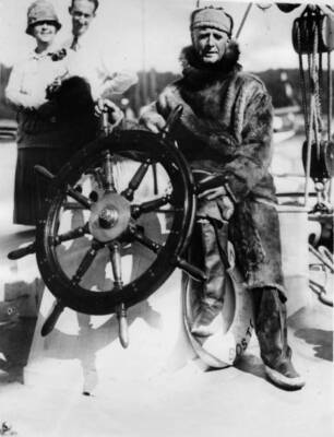 Commander Donald Baxter Macmillan at his return from an expedition- Old Photo