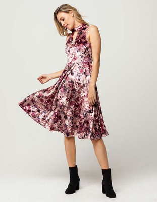 choker neck midi dress