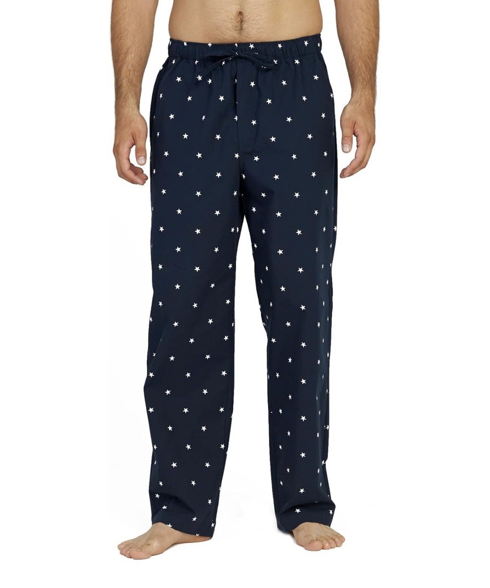 Men's Cotton Loungewear Pyjama Pants Navy Blue White Star, XS