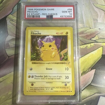 1999 PIKACHU E3 STAMP RED CHEEKS BASE SET 58/102 POKEMON CARD PSA 