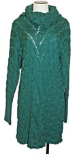 Aura turtleneck sweater dress W/sash dk green warm wear W/layers