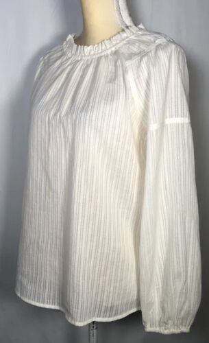 Chelsea Violet Women Blouse Shirt Small Top Long Sleeve Cotton Tie Back White NW - Picture 3 of 11