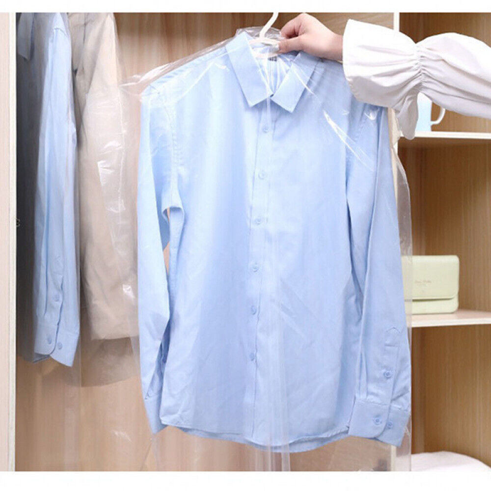 50/100Pcs Clear Polythene Garment Covers Clothes Suit Dress Dry Cleaner