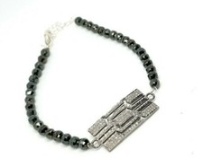 Spinel Beaded Bracelet Pave Diamond 925 Silver Fashion Beaded Charm Bracelet