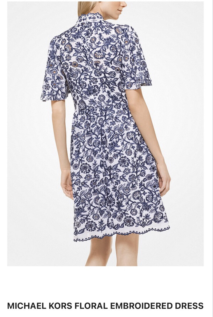 NWT STUNNING MICHAEL KORS FLORAL EMBROIDERED DRESS SIZE