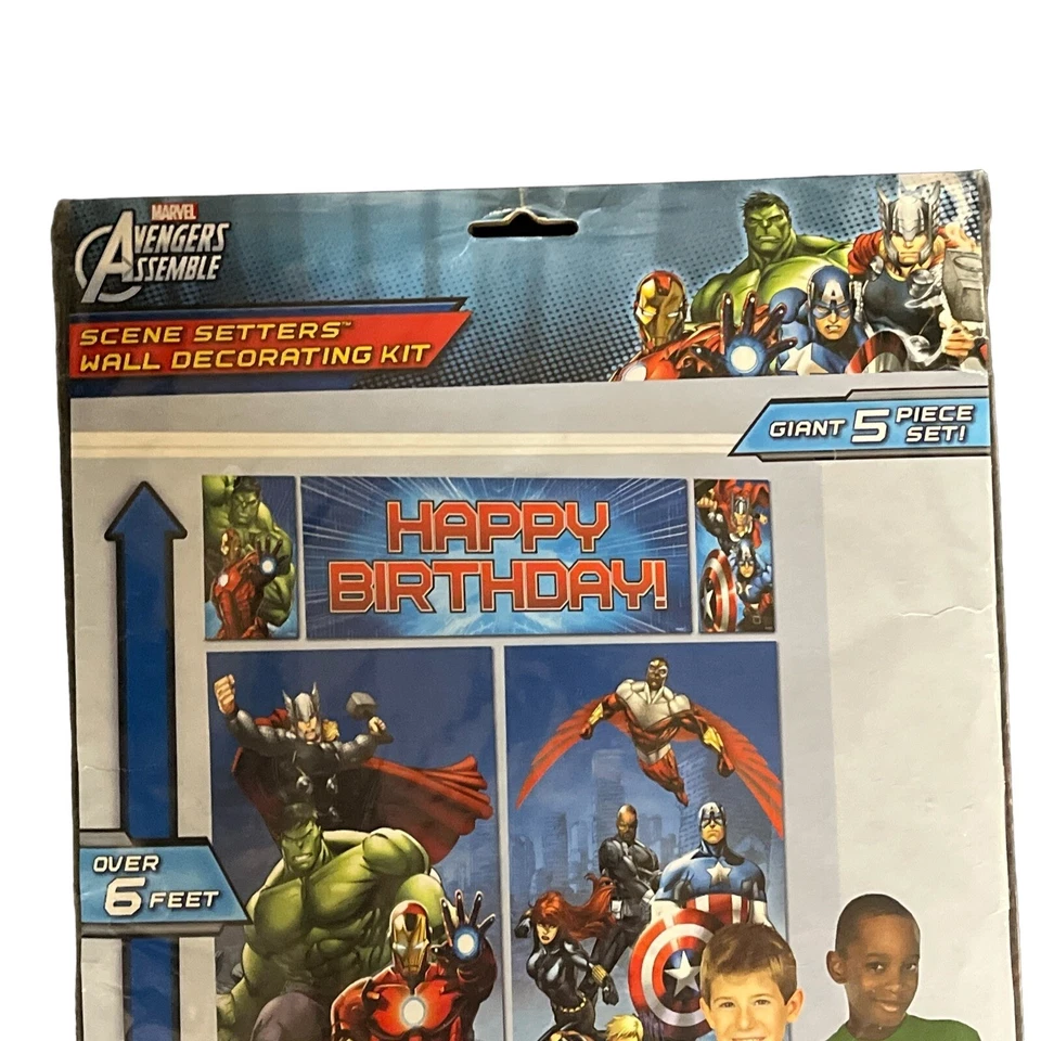 Juego de 5 piezas de decoración de pared de vengadores Assemble escena de cumpleaños Marvel Foto 3 de 4