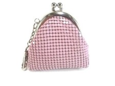 Women Mini Coin Purse Metal Mesh Kiss Lock Clasp with a Keychain USA Stock