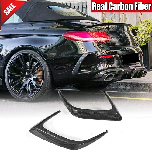 For Benz W205 C205 C63 2015+ Real Carbon Rear Bumper Splitters Canard Fins