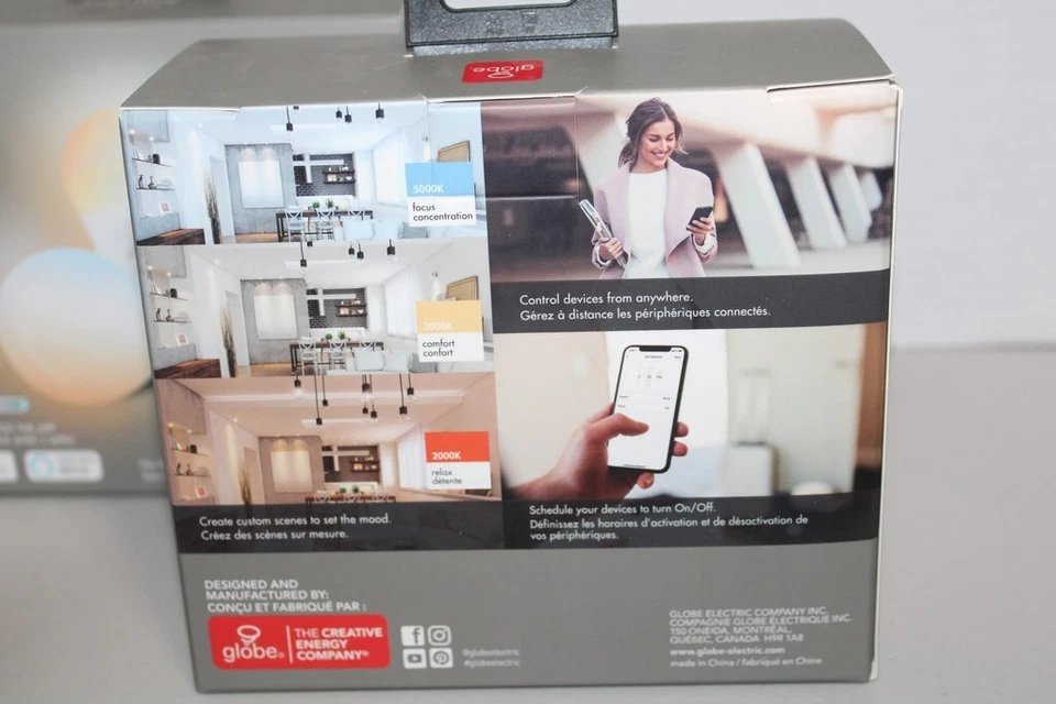 2 Boxes Globe Wi-Fi Smart 60w Bulbs & Plugs Tunable Dimmable A19 E26 Base - New - Image 3 of 4