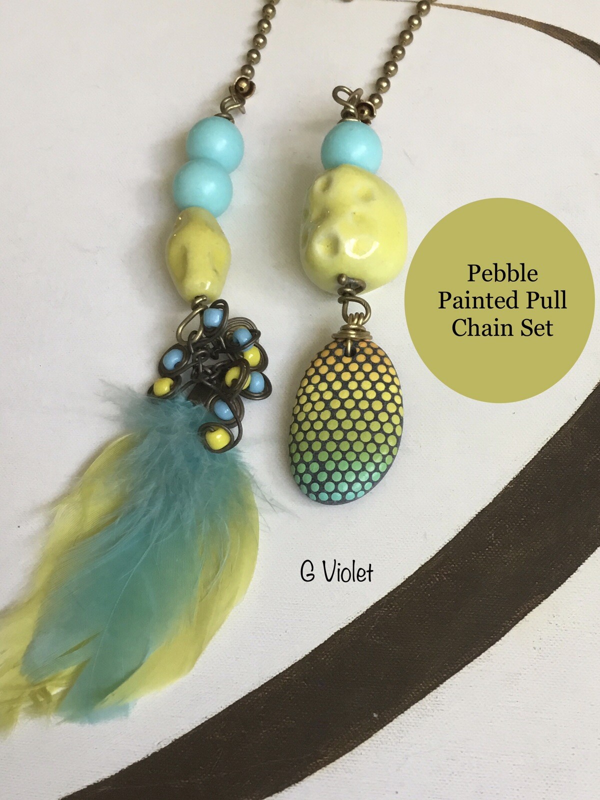 Yellow Pebble Ceiling Fan Pull Extension for Lamp & Light Switch  -image