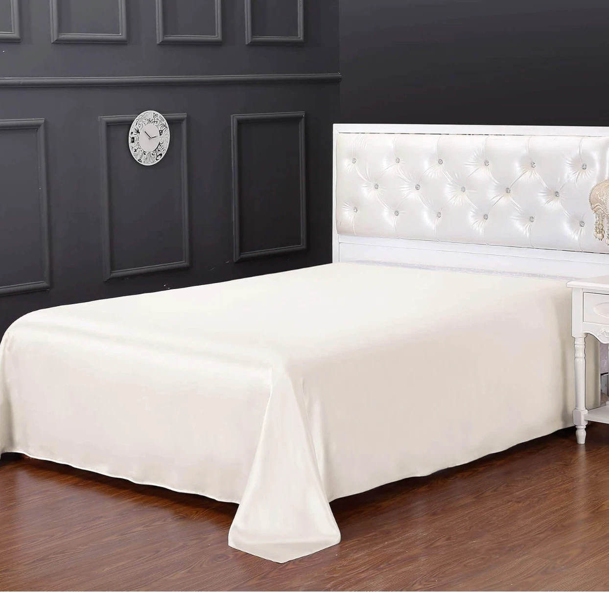 LILYSILK 19 Momme Mulberry Silk Flat Top Sheet King Ivory - lifestyle