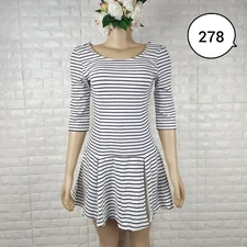 mixblu medium black and white stripe stretch dress