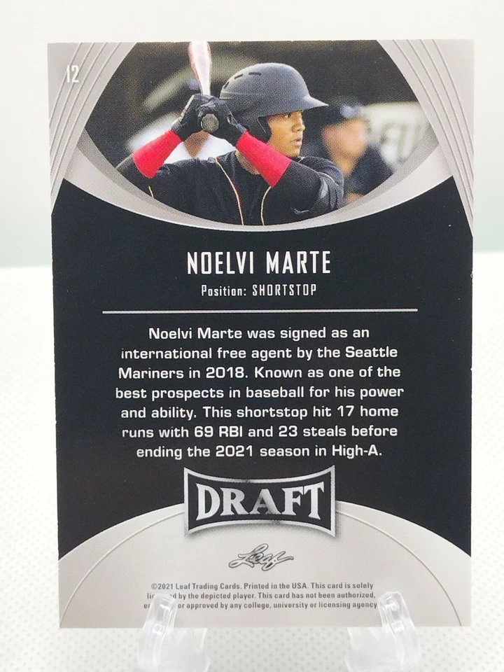 Noelvi Marte 2021 Leaf Draft RC Cincinnati Reds  - Image 2 of 2