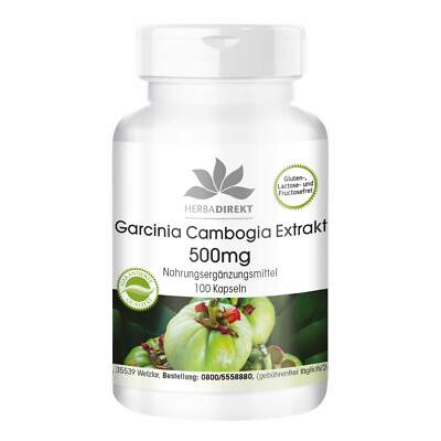 Garcinia Cambogia Extrakt 500 mg - 100 Kapseln Tamarinde, 60% HCA | herba direkt