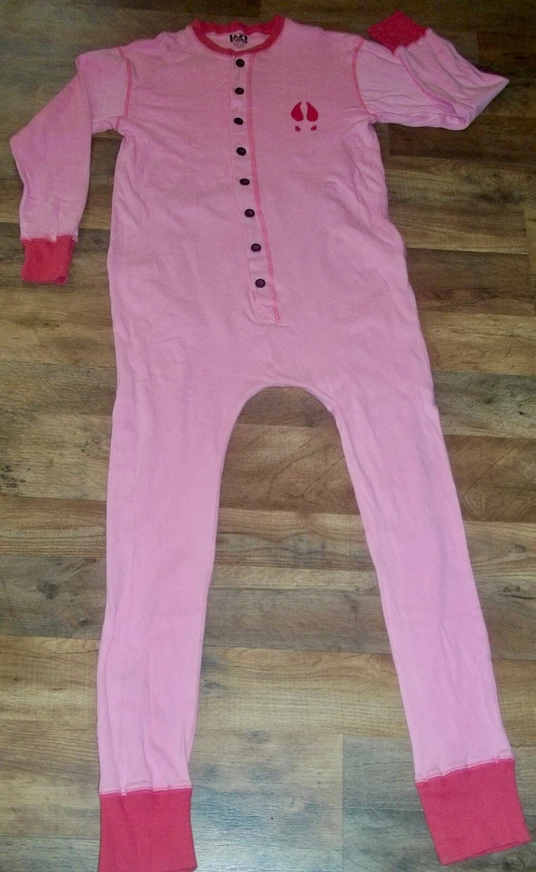 Moose Caboose Long John PJ's Button Flap Pink Lazy One (S) Women's see photos! - Image 4 of 4