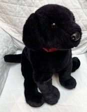 Vintage Douglas Large Black Lab Retriever w/ Red Collar 22 Plush Toy - PINK TAG