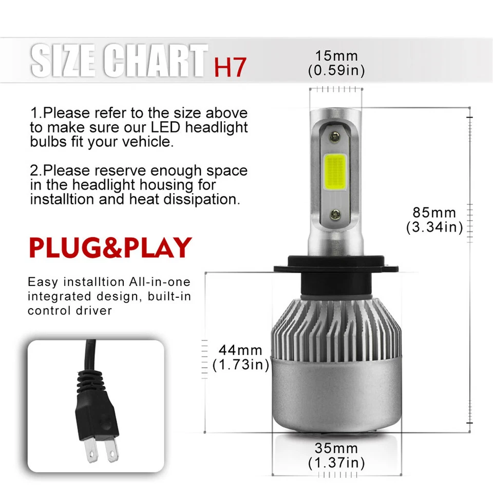 Kit de lâmpadas de faróis de LED 4X 9005 H7 para Mazda 3 2004-2006 Protege 5 2002-2003 EUA - Imagem 4 de 4