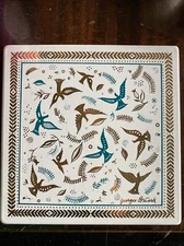MID-CENTURY GEORGES BRIARD FLYING DOVES ENAMEL METAL TILE TRIVET/COASTER
