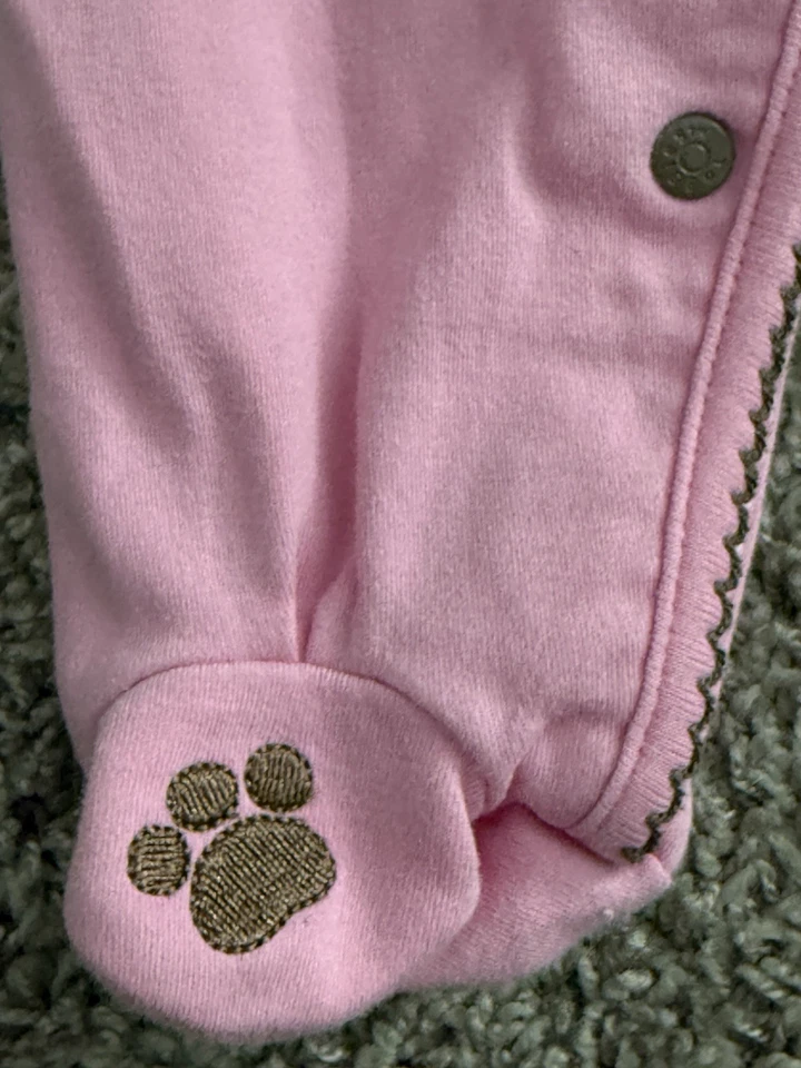 Mameluco TAGGIES One Piece Niña 6-9 Meses Leopardo Rosa Blanco Rayas Manga Larga Foto 4 de 4