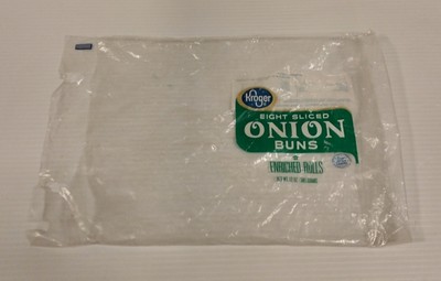 Vintage Kroger Grocery Store Eight Sliced Onion Buns Plastic Bun Bag