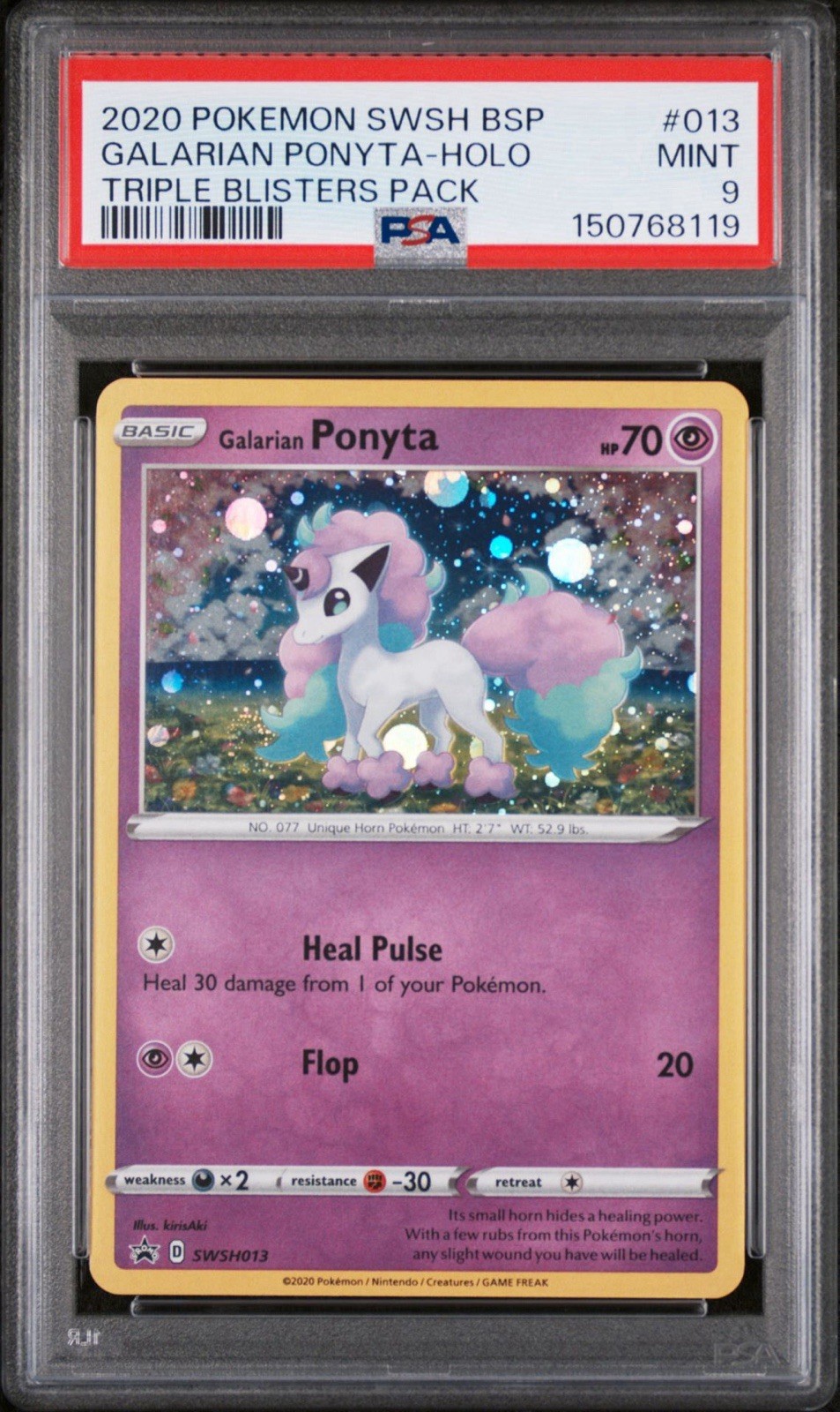 Pokemon TCG SV Black Star Promo Galarian Ponyta PSA 9 Mint Holo SWSH013 Card