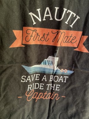 Funny - Naughty First Mate - Ride a Captain Tank Top Anchor Sailor Boat Size S