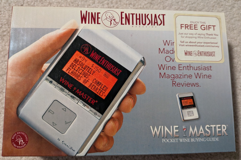 NIB WINE ENTHUSIAST WINE MASTER Electronic Pocket Wine Guide w/ Ratings&Reviews