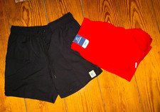 LOT 2 NEW George Men's Swim Shorts 1 Black  1 Red Size M 32-34