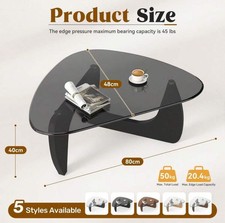 Coffee Table, Triangular Geometric Top, Shatter-Proof Safety Tempered Glass